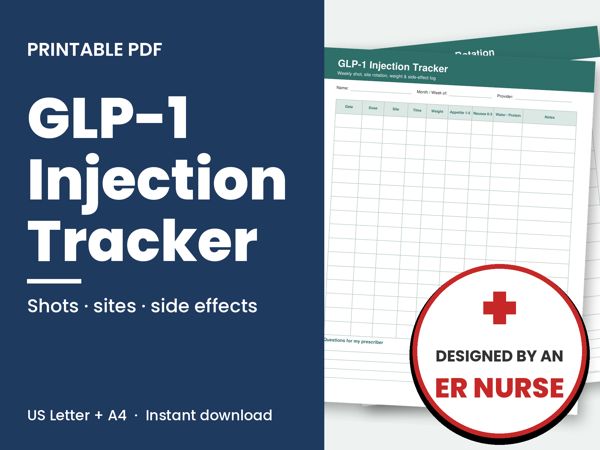 GLP-1 Injection Tracker printable
