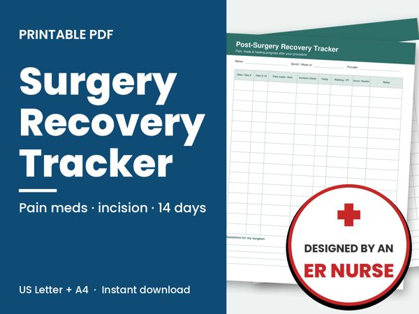 Post-Surgery Recovery Tracker printable